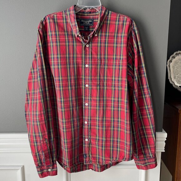 Abercrombie & Fitch Other - Abercrombie & Fitch Red Tartan Plaid Button Down Shirt XL Muscle Fit Preppy